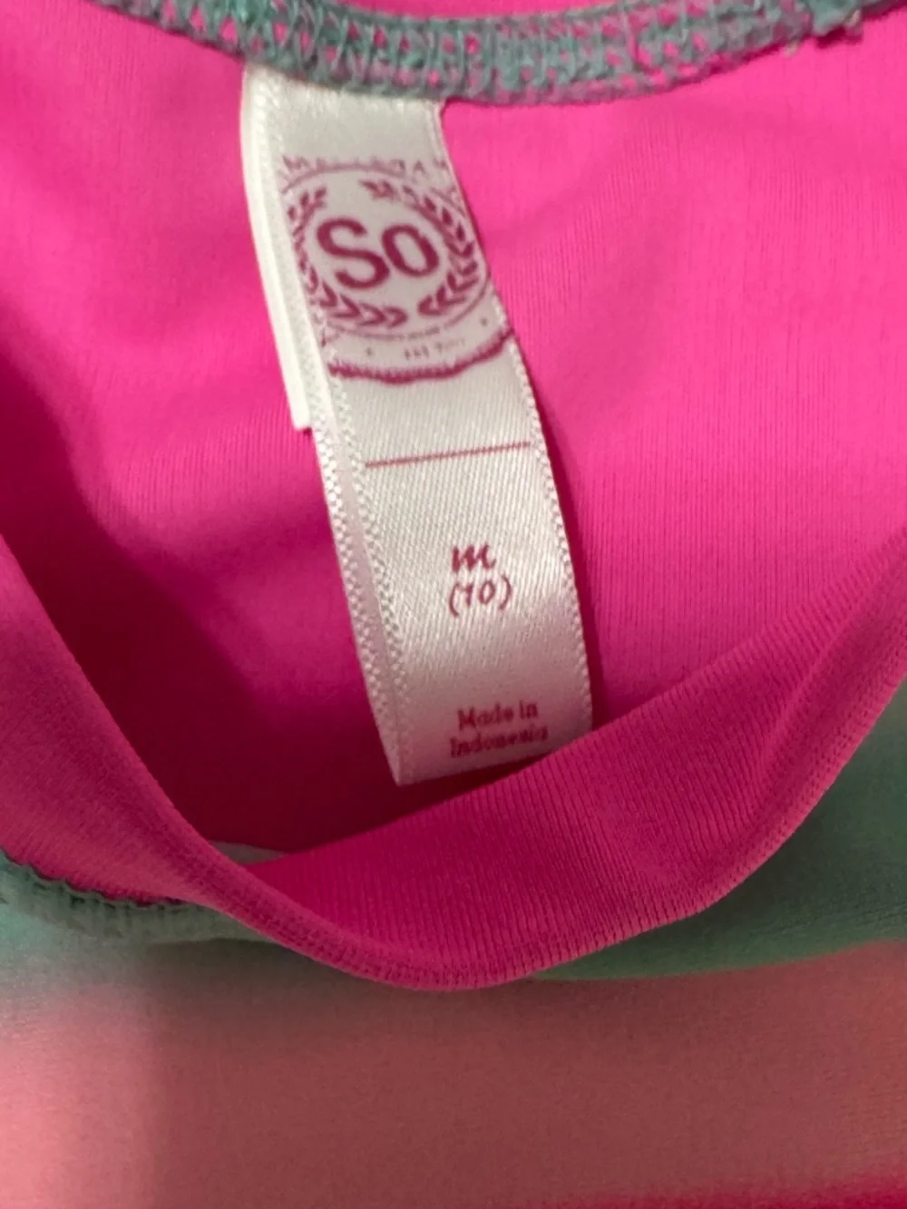 SO Girls' Pink, Green & Yellow Striped Rash Guard Bikini Girls Size 10